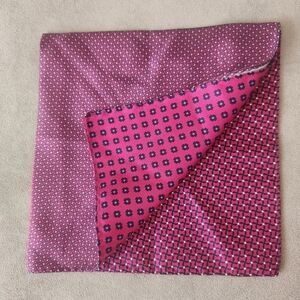 Cremieux pocket square magenta blue 100%silk micro print panels pochette new $35